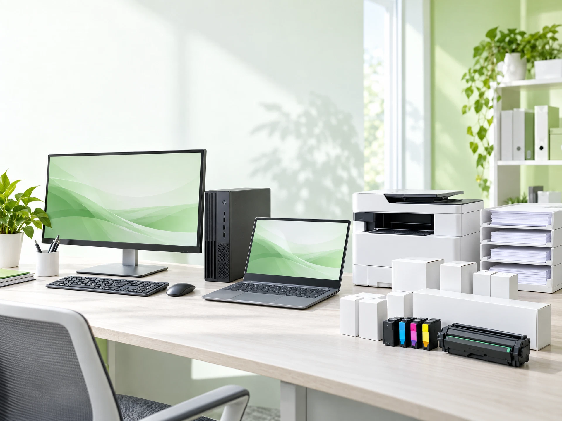 Corporate laptops, desktops, printer and original cartridge supplies